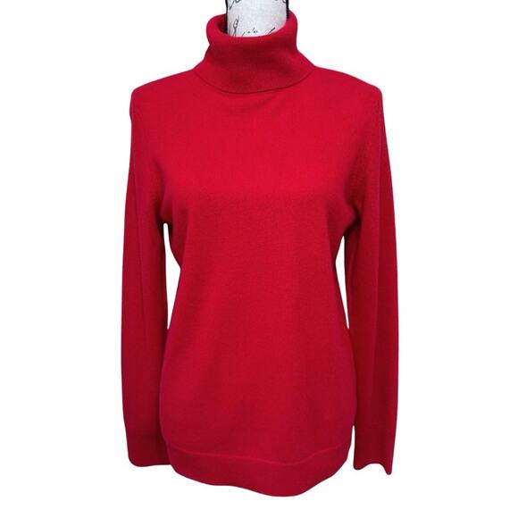 Talbots PURE CASHMERE Turtleneck Sweater Women’s M Red Long Sleeve Pullover EUC - Picture 1 of 8